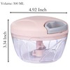 Manual Garlic Chopper, 500Ml Pink Cover ABS Resin Hand Pull