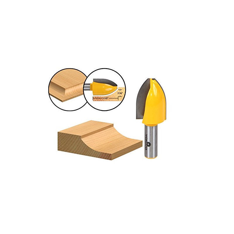 YONICO Raised Panel Cabinet Door Router Bits Vertical Cove 1/2-Inch