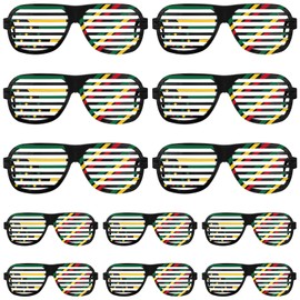 Shyyween Juneteenth Day Party Favors Plastic Shutter Glasses Bulk African American Shades Sunglasses Eyewear for Party(12 Pcs,Juneteenth)