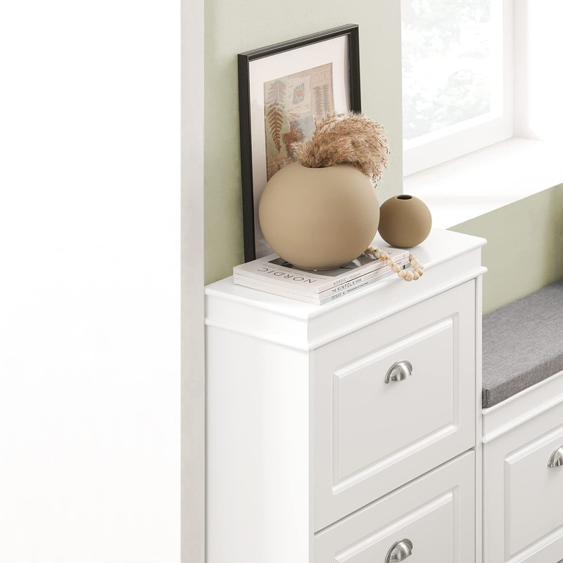 SoBuy White 2 Flip-Drawers Shoe Cabinet, Slim Shoe Rack, Shoe