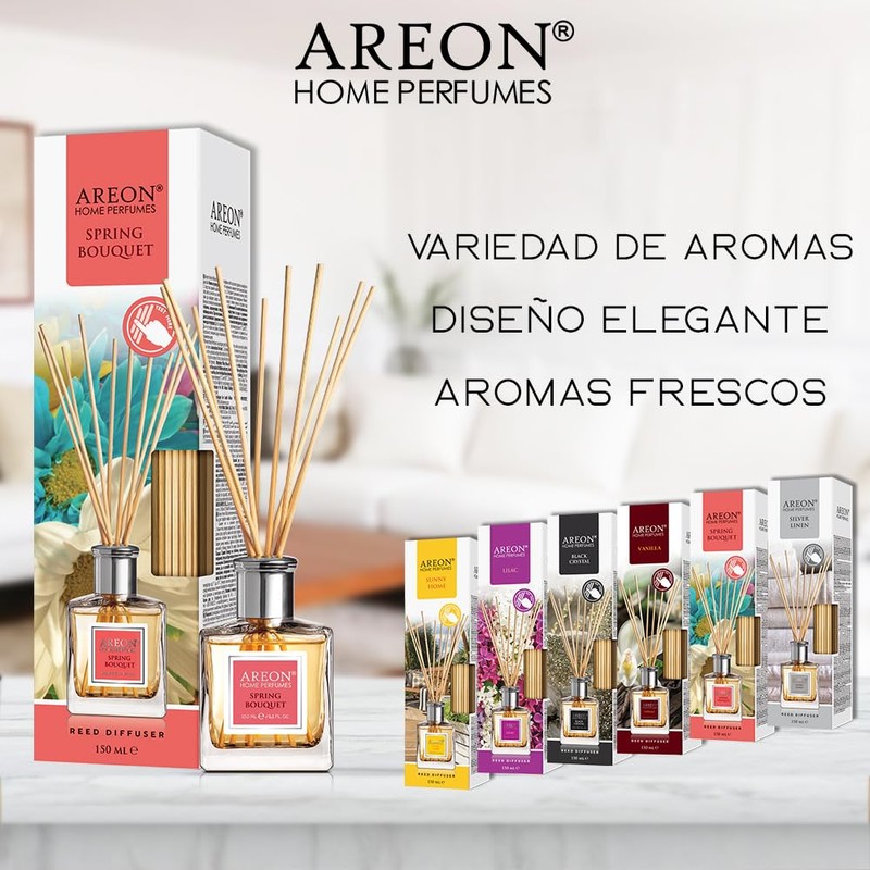 Areon Home Fragrance Luxury Perfume Reed Diffuser + 10 Rattan