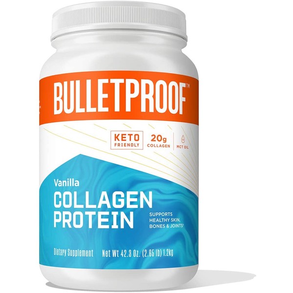 Vanilla Collagen Protein Powder with MCT Oil, 19g Protein, 42.3 Oz, Value Size, Bulletproof Collagen Peptides and Amino Acids for Healthy Skin, Bones and Joints