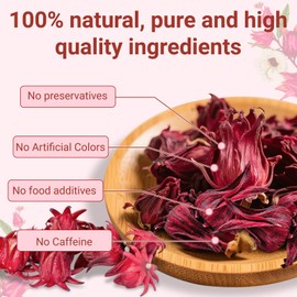 Hibiscus Tea Bags, 100% Natural Hibiscus Flowers Herbal High Blood Pressure Tea Bags, No Sugar/Gluten, Caffeine Free-50 Count (Pack of 1)