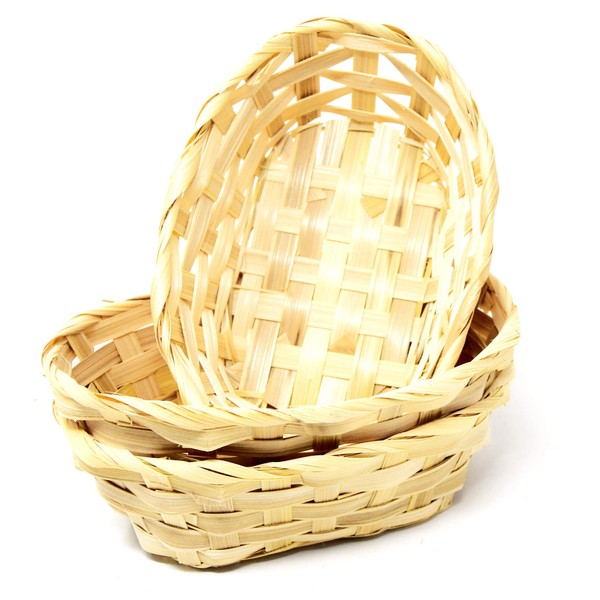 Lashuma Set of 3 Small Wicker Baskets, Ovals, Empty Bamboo