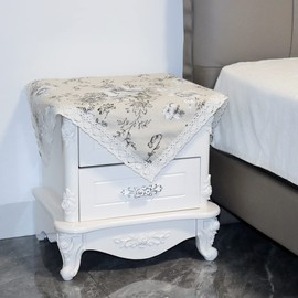 Wutup Vintage Flower Cotton Tablecloth, Small Coffee & Bedside Table Cover, Multi Colors & Sizes (Country Black)