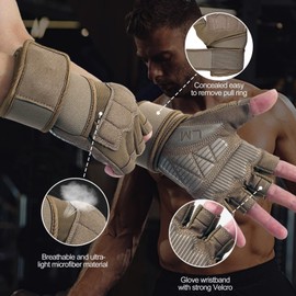 Workout Gloves for Men Women Gym Weight Lifting Padded Gloves with Wrist Wrap Support, Full Palm Protection & Silicone Grip Gym Gloves,Cross Training