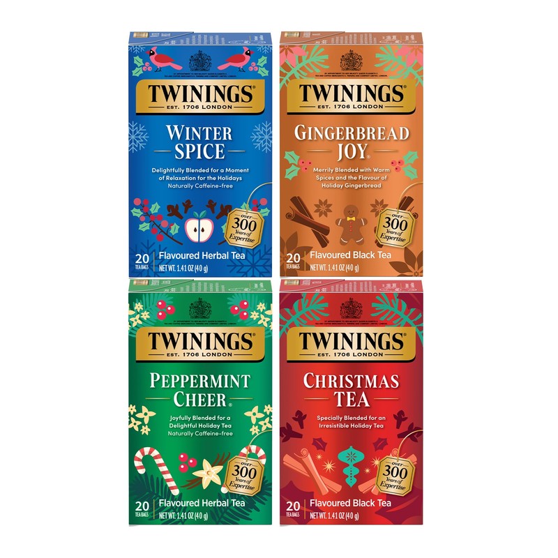Twinings Holiday Variety Pack Tea Bags, Christmas Tea, Winter Spice,