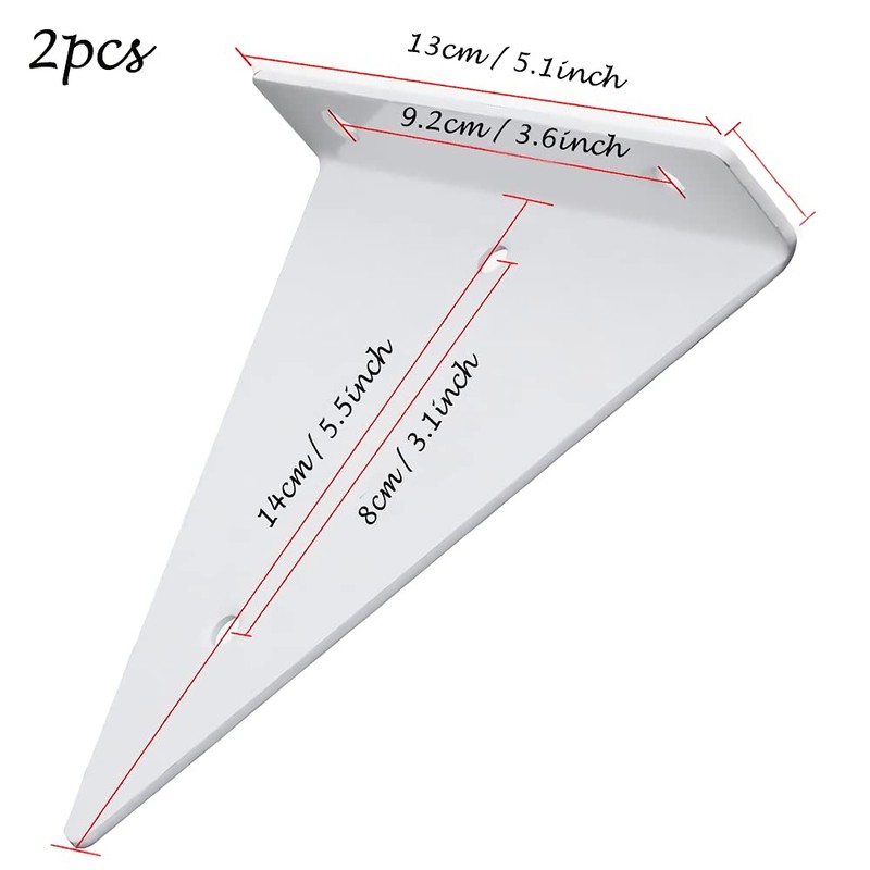 Pack of 2 Hidden Shelf Brackets, Shelf Brackets, Triangle Shape,
