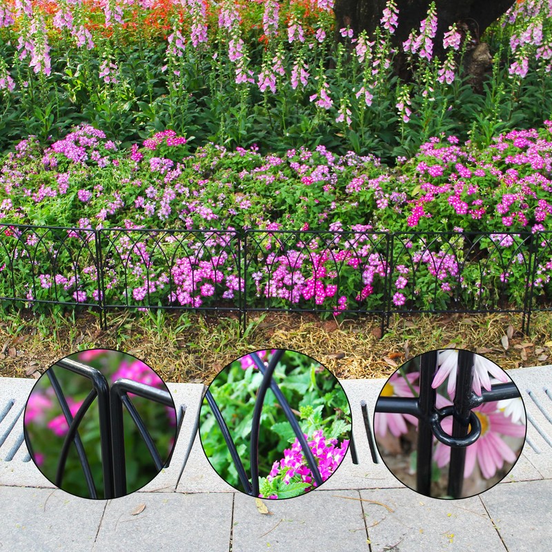 SCENDOR 5 Pack Decorative Fence Metal Garden Fence 16in x
