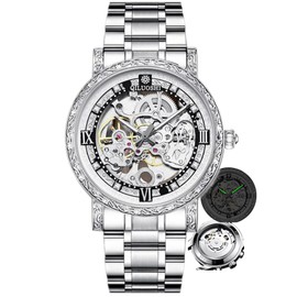 DAXIAOYU Automatic Mechanical Watches Hollow Skeleton Waterproof Retro Carved Fashionable Mens Watches