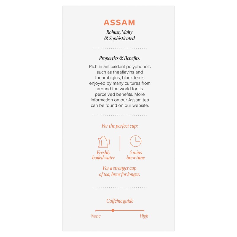 96° Assam Tea - 20 Pyramid Tea Bags, Individually Wrapped,