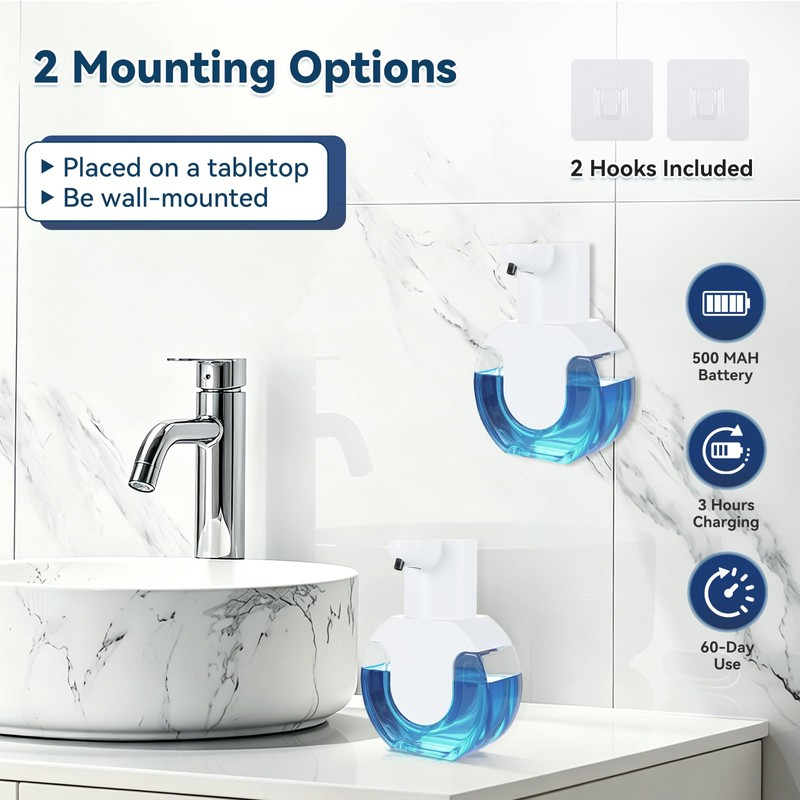 Automatic Soap Dispenser Touchless,Rechargeable Foaming Soap Dispenser,15oz/420ml Smart Hand Soap