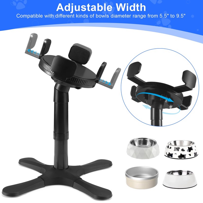 Dog Bowls Elevated Adjustable Stand, Raised Bowl with 3 Heights