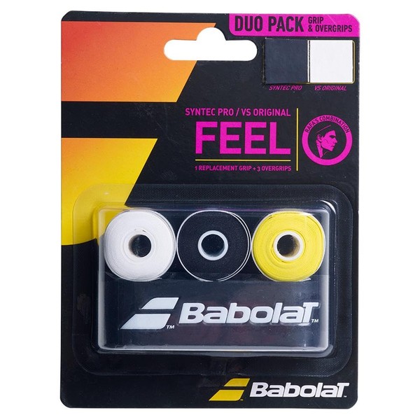 Babolat Syntec Pro + VS Original Combo Grip Pack (White/Black/Yellow)