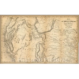 Historic Map - Map to Illustrate Capt. Bonneville's Adventures Among The Rocky Mountains, 1849, Joseph Hutchins Colton - Vintage Wall Art 44in x 28in