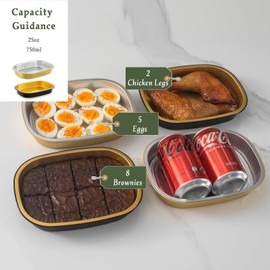 MESTAEK 20-Pack 25oz / 7" × 5" Oval Aluminum Foil Pans with Snap-On Lids – Heavy-Duty Reusable Containers for Takeout, Parties, BBQ, Catering (Black)