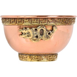 Tibetan Dragon Copper Offering Bowl 3", Great for Altar use, Ritual use, Incense Burner, smudging Bowl, Decoration Bowl, offering Bowl - New Age Imports, Inc. (Tibetan Dragon)