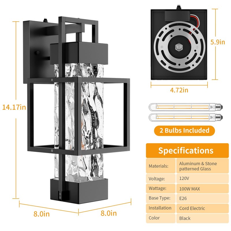 Hotsonic 2 Pack Dusk to Dawn Outdoor Porch Light Fixtures