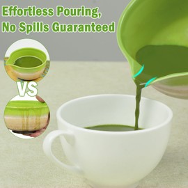 WLABO Matcha Whisk Set with Storage Bag, 8 Pcs Matcha Set, 16.9 OZ Matcha Bowl with Spout, Bamboo Matcha Whisk and Spoon, Matcha Kit for Ceremony for Making Breakfast/Latte (kiln-rendered green)