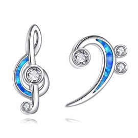 Music Notes Earrings Stud Sterling Silver Musical Treble Bass Clef Earrings Jewelry Gift for Music Lovers Musician