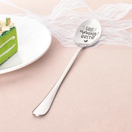 Friend Gifts for Women Girls Good Morning Bestie Stainless Steel Engraved Coffee Tea Spoon Gift for Besties Best Friend Birthday Gifts for BFF Friendship Graduation Gift for her him