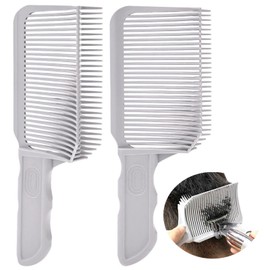 2PCS Barber Gradient Positioning Combs, Ergonomic Barber Fade Combs Professional Hair Cutting Comb Haircut Flat/Curved Positioning Clipper Comb for Blending Fades for Home, Salon(Gray)