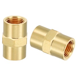 PATIKIL Brass Pipe Fittings Coupler, 2Pcs 1/8" x 1/8" NPT Female Thread Brass Hex Nipple Coupling Reducer Adapter Tubing Connector Adaptor for Water, Air, Oil, Gas Line System