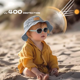 BTHRORO Polarized Baby Sunglasses, Flexible Square Frame Toddler Sunglasses UV400 Protection for Infant Newborn Baby Girl Boy Age 0-36 Months