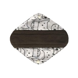 MUMBABY Panty Liners 20.5cm Charcoal Bamboo for Mum Reusable Sanitary Pads (White Cat, Small) Pack of 5