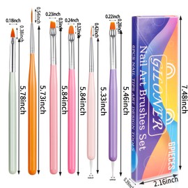 Giloner Nail Art Brush Set 6Pcs Nail Brush Kit For Nail Stippling,Tiny Details,Delicate Coloring,Fine Line Painting,Suitable For Salon And DIY.Nail Design Brushes Are Suitable For Salon Gifts For Mom