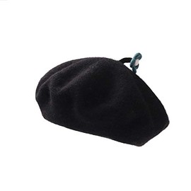 Zasy Beret Hat, Solid Color, Classic, Wool Felt, Flower Hat, Casual, French Beanie, black,