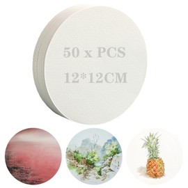50 Sheets Watercolor Paper Round,300g Cotton Watercolor Paper,Cotton Watercolor Paper Suitable for Artists, Adults,Students Painting Acrylic,Crayon,Colored Pencil and Ink (4.7x4.7in)