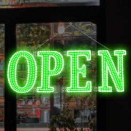 Led Open Signs for Business 40x14in Big Open Sign Led w/Remote Control Window Wall Door Store Bar Coffee Salon,ON/OFF Switch Green