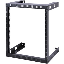 Kenuco Black 12U Wall Mount Open Frame Steel Network Equipment Rack 17.75 Inch Deep - Black - 12U Deep - W19'' x D17.75'' x H24.5'' (REG-12U)
