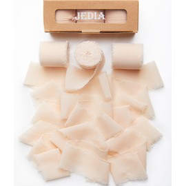 JEDIA Fall Ribbon, 3 Rolls Champagne Weddding Ribbon for Flower Bouquet, 1.5" x 7Yd Mothers Day Chiffon Silk Ribbons for Gift Wrapping, Gift Wrapping, Bridal Bouquets, Bouquet Wrap, DIY Crafts