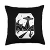 Geometric Desert Highway UFO and Moon Throw Pillow