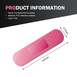 MOXRUQ Funny Car Repair Stickers 2-Pack - Waterproof Vinyl Bandaid Decals for Scratches/Dents, Reflective Universal Bumper Cover (Large Size, Pink)
