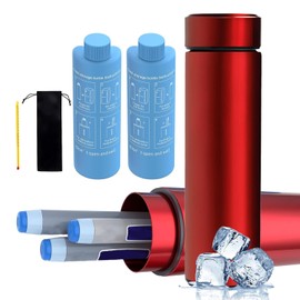 Botella Hielera para Insulina Portátil, 60 Horas Estuche para Insulina de Viaje, con Termómetro y 2 Hieleras, Porta Acero Inoxidable Insulina para Viaje, Enfriadora de Transporte Aprobada por TSA (Rojo)