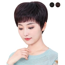 Kiming Human Hair Mom Wig Short Cut Full Wig Full Wig Women 2 Colors (KYR-WABE5E1) Black / 키밍 인모 엄마가발 숏컷 통가발 전체가발 여성 2컬러 (KYR-WABE5E1) 블랙