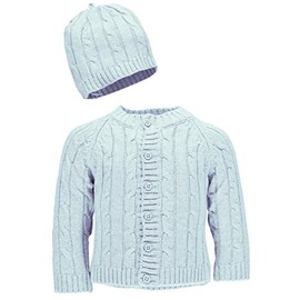 Baby Dove Cárdigan y gorro de punto trenzado para recién nacido, juego de regalo para bebé, Azul / Patchwork, 6-9 meses