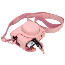 Bowan ZV1 Camera Case - Vintage PU Leather Camera Case for Sony ZV1 ZV-1 DSLR Camera Protective Leather Camera Case Bag with Camera Shoulder Strap (pink)