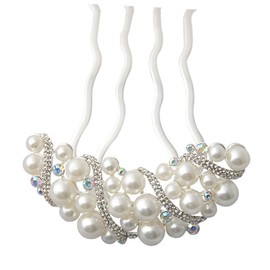 TOVINANNA 1pc Creative Rhinestone Pearl Hairpins for Weddings Stylish Bridal Hair Accessories for Brides and Parties Elegant Floral Design for Women and Girls White