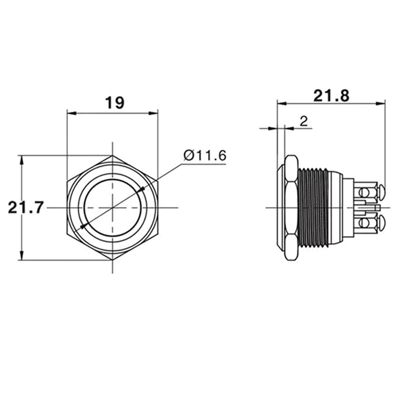 Metal Pressure Switch, 220 V 16 mm Waterproof Stainless Steel