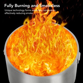 20.5" Smokeless Fire Pit with Air Switch and Handle, Wood Burning Portable Stainless Steel Outdoor Firepit with Removable Stand and Ash Pan, Ideal for Camping Backyard Patio, H: 11.5 in, 18.8 lbs