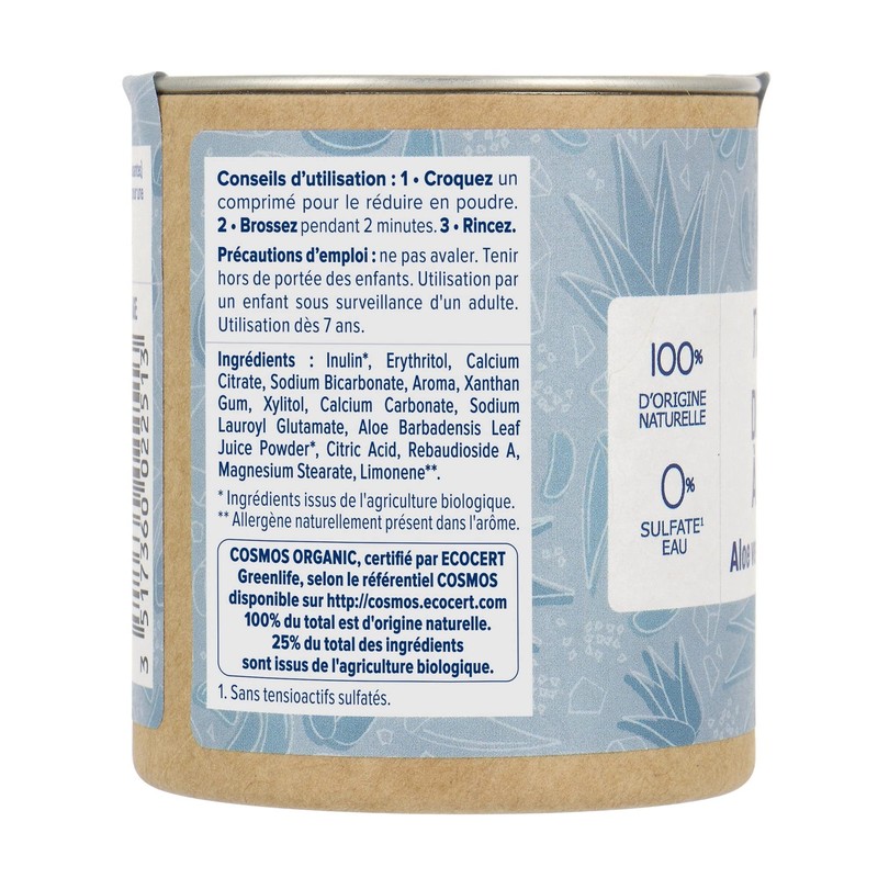 Natessance - Chewing Toothpaste, Solids, Organic Aloe Vera and Bicarbonate,