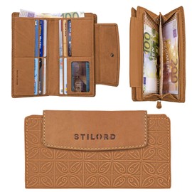 STILORD 'Lorelai' Women's Large Leather Purse Zip Vintage Wallet Landscape Elegant and Stylish, Nevada - Brown, coin purse