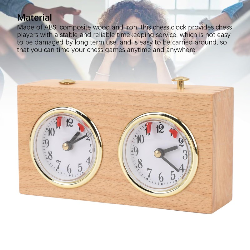 Wooden Mechanical Chess Clock, Quartz Analog Timer Chess Clock Timer,