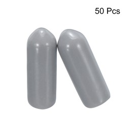 sourcing map 50pcs Rubber End Caps 5mm(3/16") ID Vinyl PVC Round Tube Bolt Cap Cover Screw Thread Protectors Grey