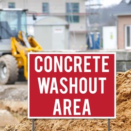 VictoryStore Concrete Washout Area Yard Signs, 2-Sided Set of 4, 18"x24", Weatherproof, Includes Stakes