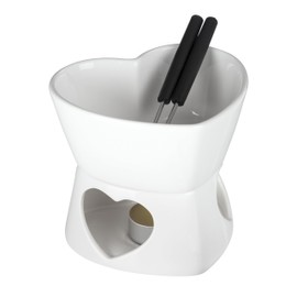 Premier Housewares Venus Fondue Set-Dolomite-White, Stainless Steel, 13 x 15 x 7 cm